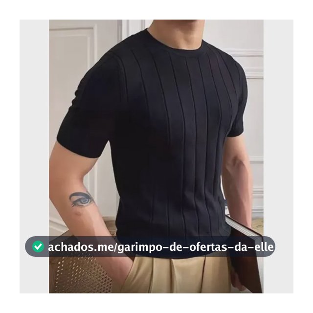 Camiseta Masculina Básica Canelada Manga Curta Tricot Modal