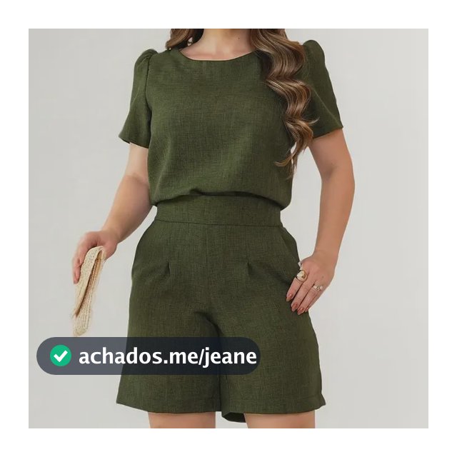 Conjunto Feminino De Short Blusa Alfaiataria Linho Social