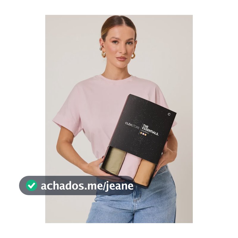 Kit 3 T-shirts Oversized Colorful Algodão Cléa Store Rosa Claro/verde Oliva/caramelo M