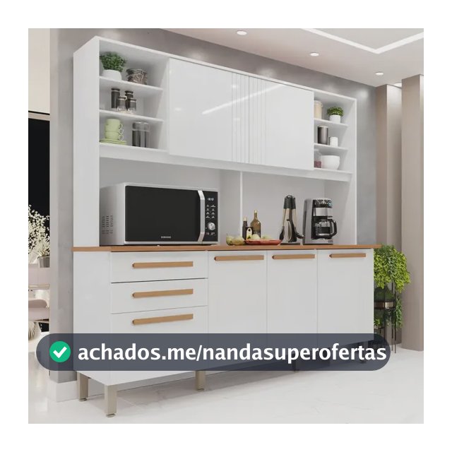 Armário de cozinha 6 portas 2 gavetas Adelle Yescasa jawt branco neve