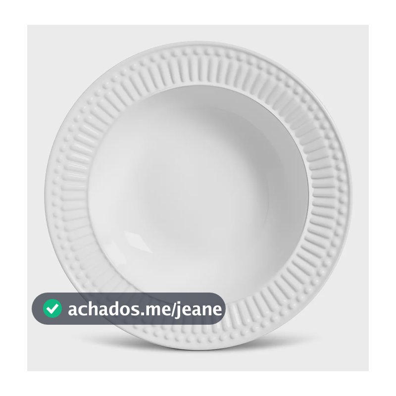 Jogo Prato Fundo Porto Brasil Cerâmica Roma Branco Kit 6