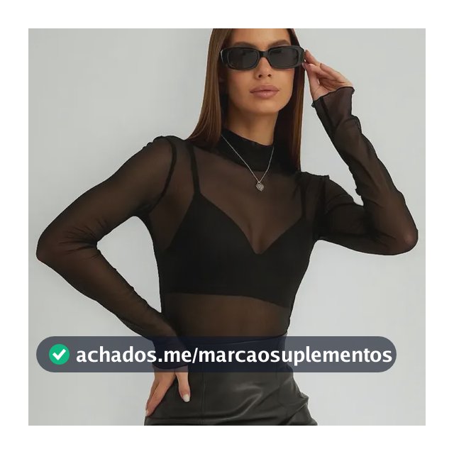 Blusa Tule Transparente Feminina Segunda Pele Manga Longa