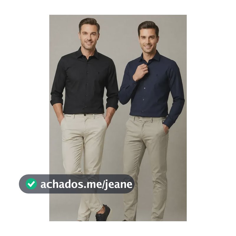 Kit 2 Camisas Slim Fit Polo Wear Preto / Marinho G
