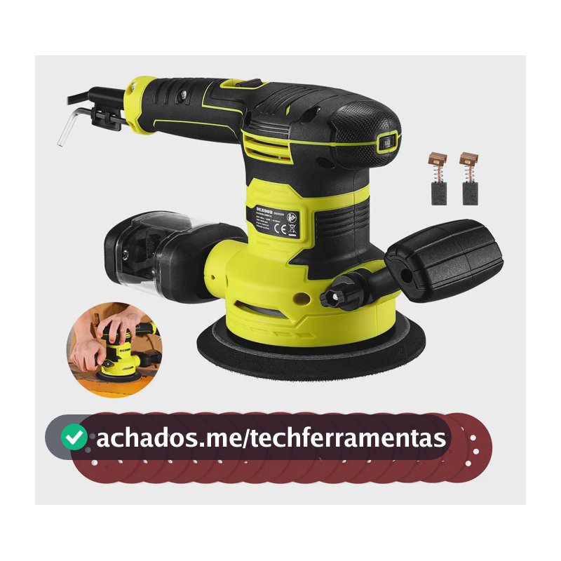 Lixadeira Orbital Eletrica 500w Profissional Com Alça Auxiliar Caixa Coletora De Pó 13000rpm Diâmetro Do Disco De 150mm Desoon