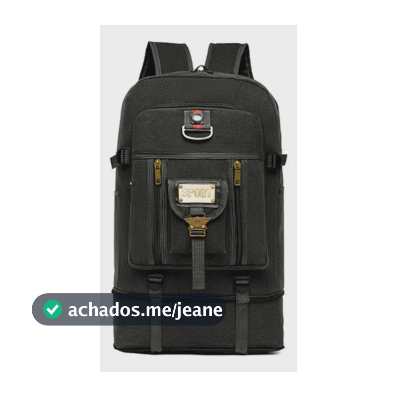 Mochila Lona Super Reforçada Bolsos Lindo Design Cor Preto