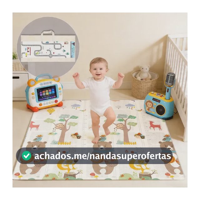 Tapete Tatame Dobráve Infantil 120x180cmx6mm Dupla Face Bebê