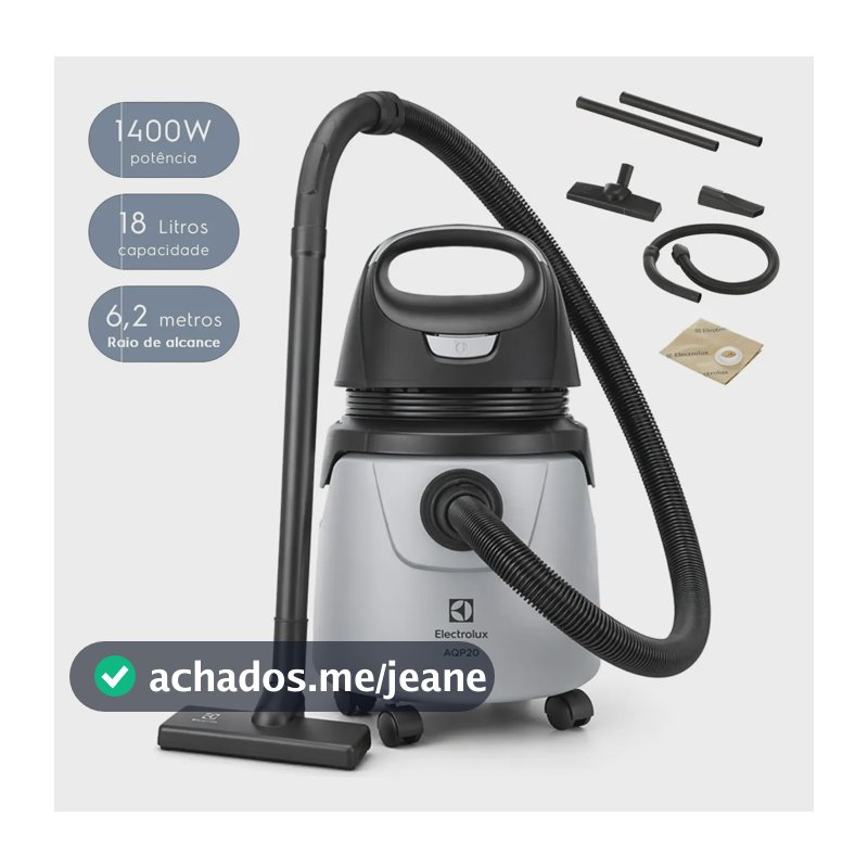 Aspirador Água e Pó Electrolux 1400W 18 L total 11 L útil Raio de Ação 6,2 metros compacto potente função sopro limpeza profunda protetor térmico A10N1