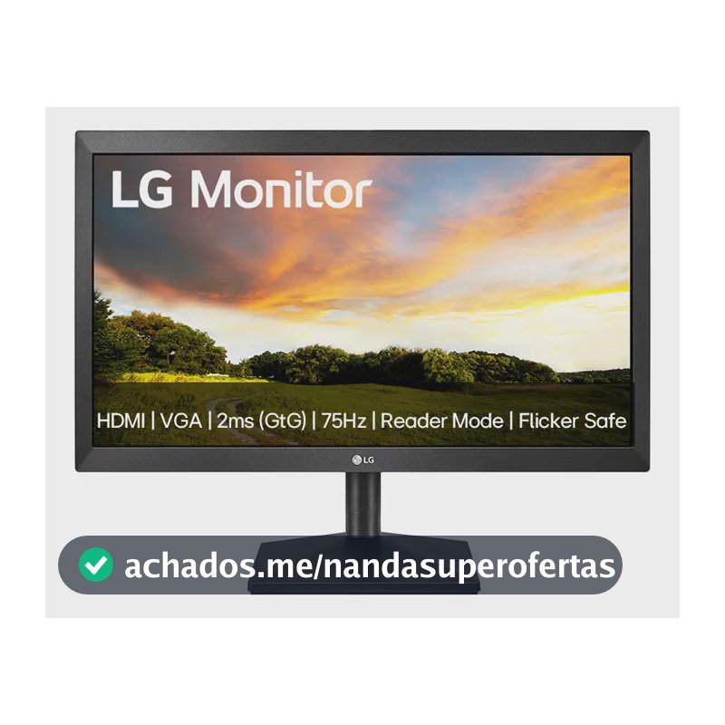 Monitor PC LG 19.5'' 20MK400H-B LED HD HDMI VGA (D-Sub) 75Hz 2ms(GtG) Ajuste de Inclinação Reader Mode