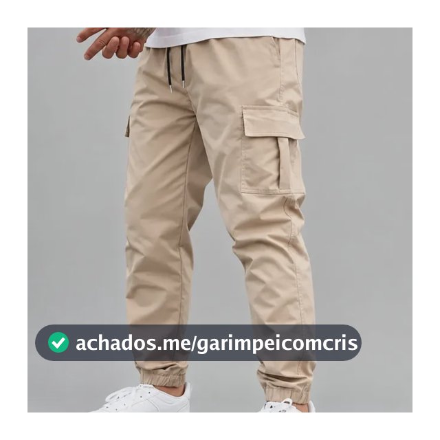 Calça Jogger Cargo Masculina Sarja Calca Streetwear Punho