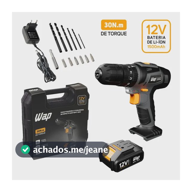 Parafusadeira e Furadeira com Impacto WAP BPFI 12K4 com Led de Iluminação Maleta