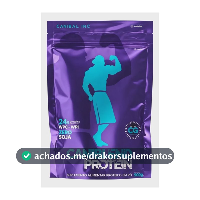 Whey Isolado Concentrado Caniblend Morango 900g - Canibal Morango