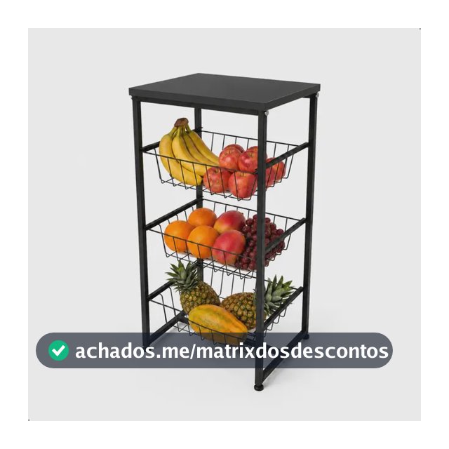 Fruteira Chao Cozinha Mesa Bebedouro Suporte Microondas Aço Preto/preto