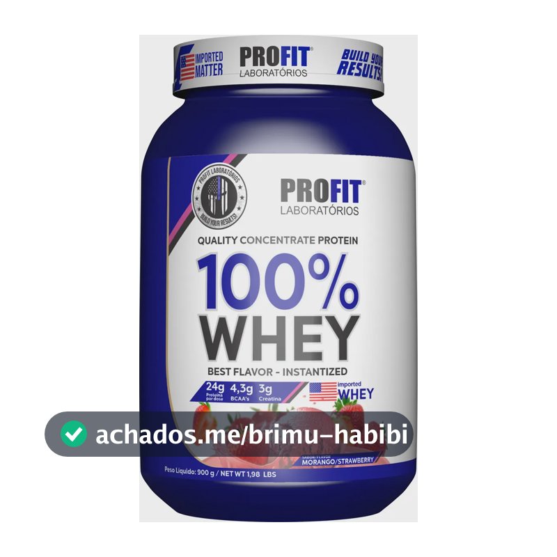 Whey Concentrado 100% Quality com Creatina BCAA Profit Pote 900g Sabor Morango