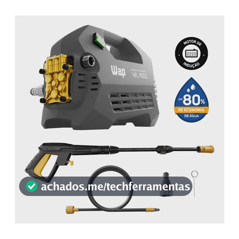 Lavadora de Alta Pressão WAP WL 4000 2000W Vazão 420L/h 1950 PSI