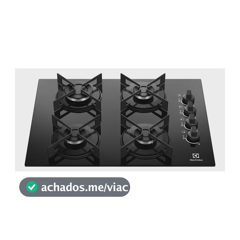 Cooktop 4 Bocas a Gás Electrolux Mesa de Vidro Efficient Grade de Aço Fosco (KE4GR) Bivolt
