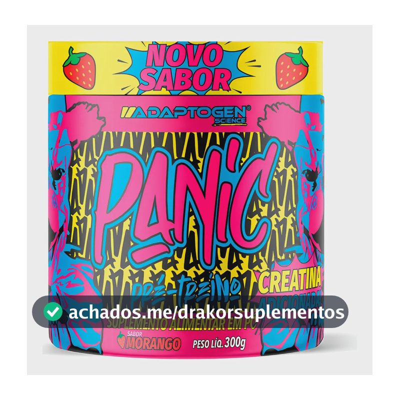 Suplemento Adaptogen Science Pré Treino Panic en pó sabor morango x 300g