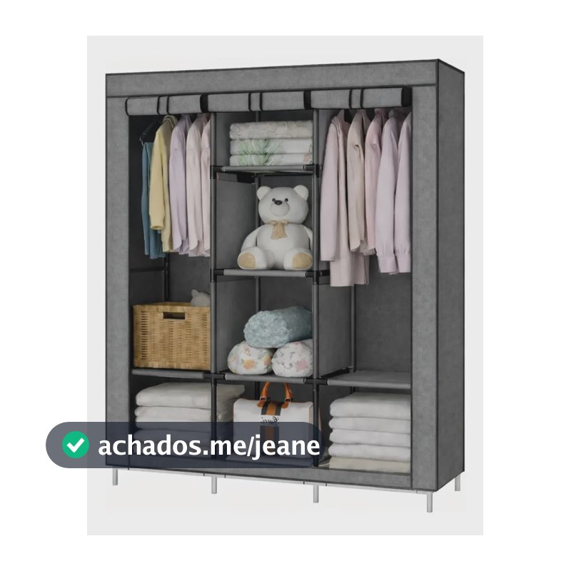 Armário Guarda Roupa Organizador Dobrável Desmontável Cor Cinza