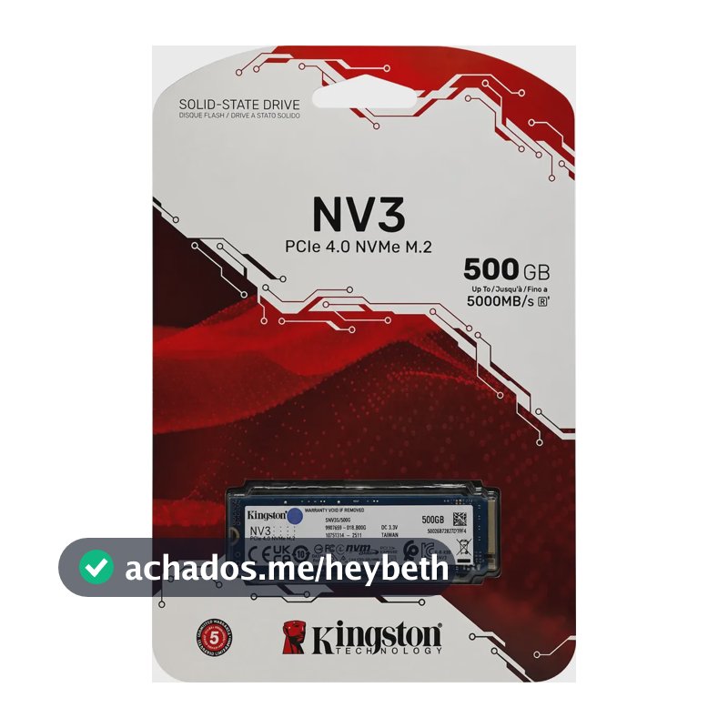 Ssd Kingston Nv3 500gb M2 2280 Nvme Pcie 4.0 Gen 4x4 Ultra R Azul-aço