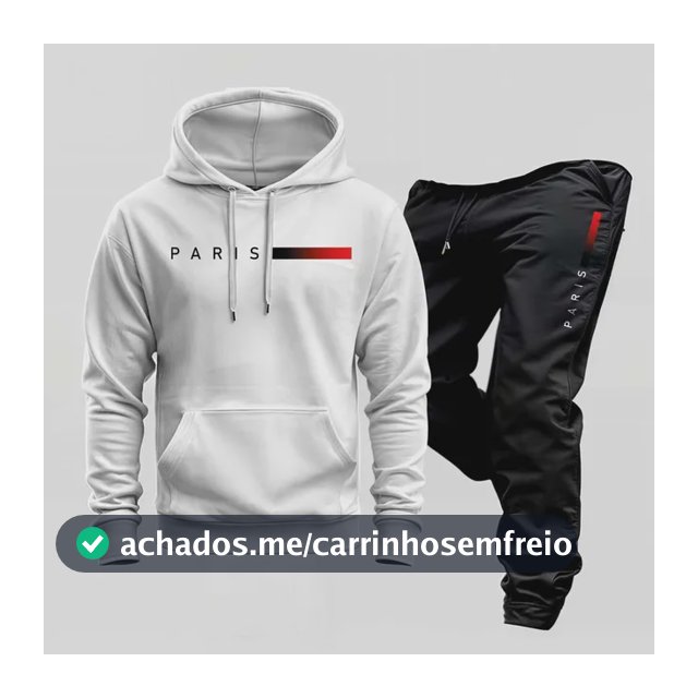 Conjunto Moletom Paris Kit Calça E Blusa Frio Canguru Capuz