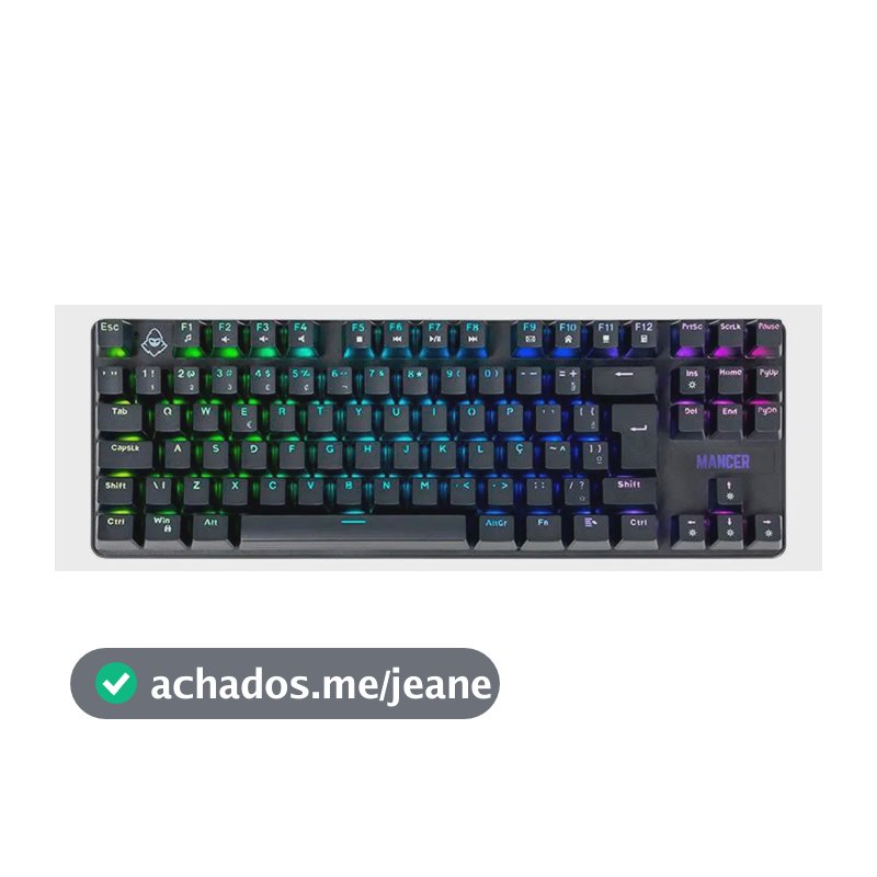 Teclado Mecânico Mancer Ghoul MK3 Preto RGB Switch Huano Vermelho ABNT2