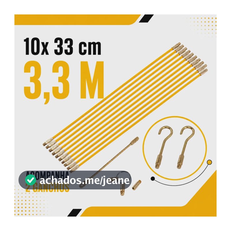 Varetas Pesca Fio 33cm Kit 10 + Acessórios 2 Ganchos