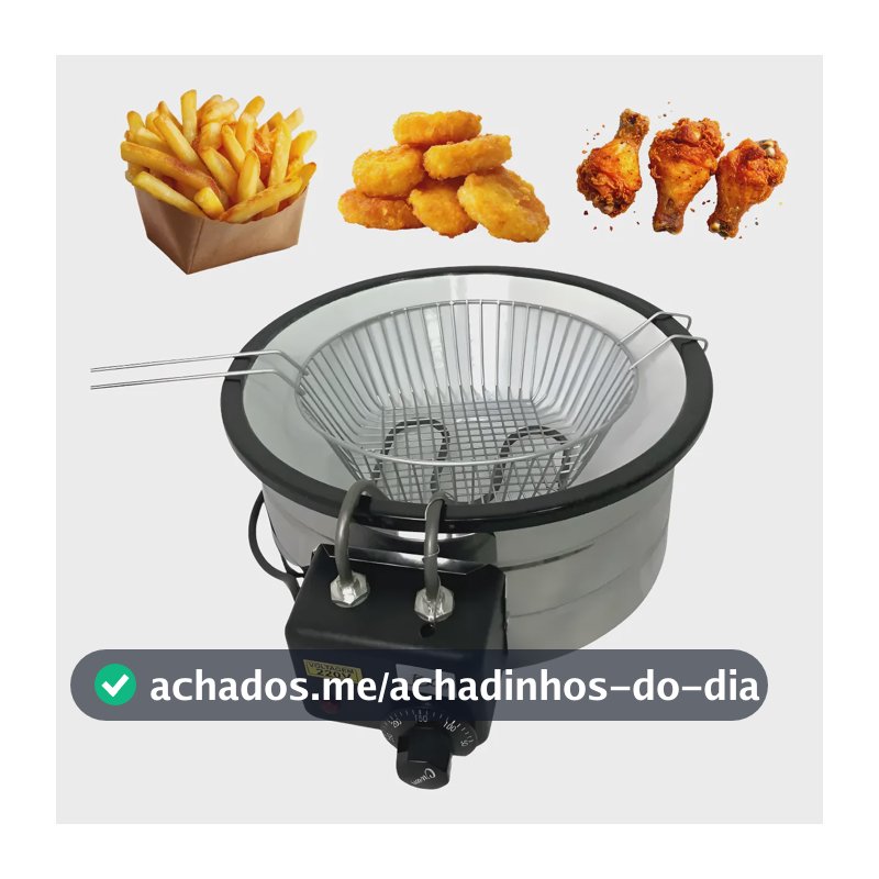 Fritadeira Elétrica Redonda 5 Litros Tacho Esmaltada Pastel Prateado 220v 60hz