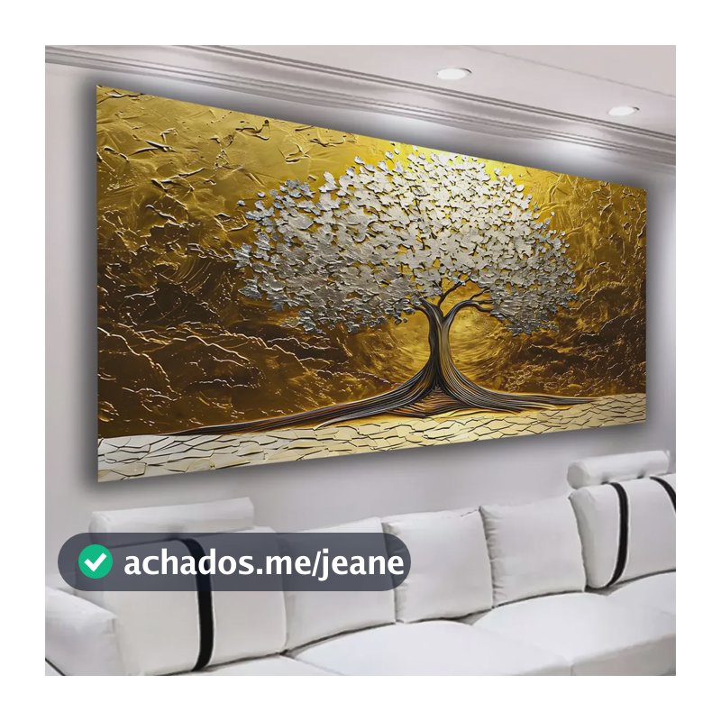 Quadro 1 Peça 112x80 Pintura Arvore Vida Grande Sala Quarto Borda Infinite