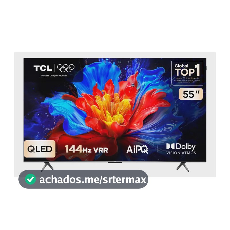 Smart TV TCL 55 Polegadas QLED 4K P8K WiFi Bluetooth Google TV 144Hz HDR10+ Dolby Atmos Vision 55P8K