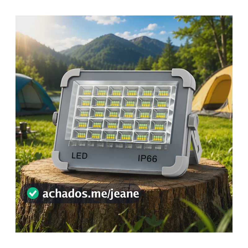 Refletor Led Solar Lâmpada Acampamento Lampião Luz Barraca Cinza Usb