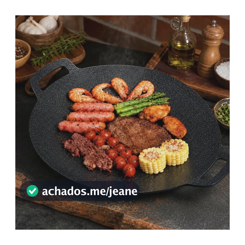 Chapa De Ferro Para Churrasco Redonda Com Alças Reforçadas