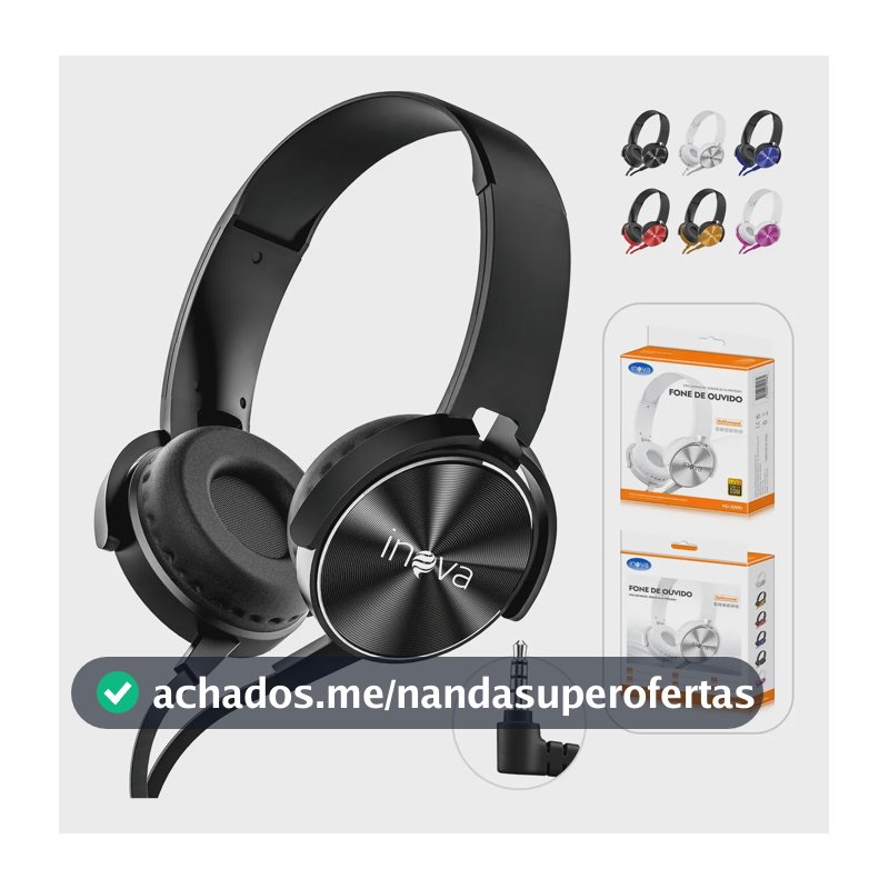 Fone De Ouvido Headset Com Fio P2 3.5mm Microfone Regulável Preto
