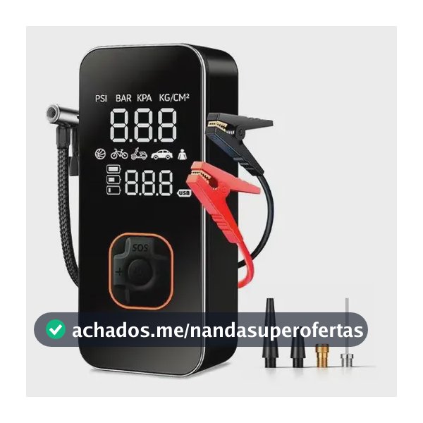 Mini Compressor de Ar Automotivo B&G Digital Calibrador, Portátil e Recarregável