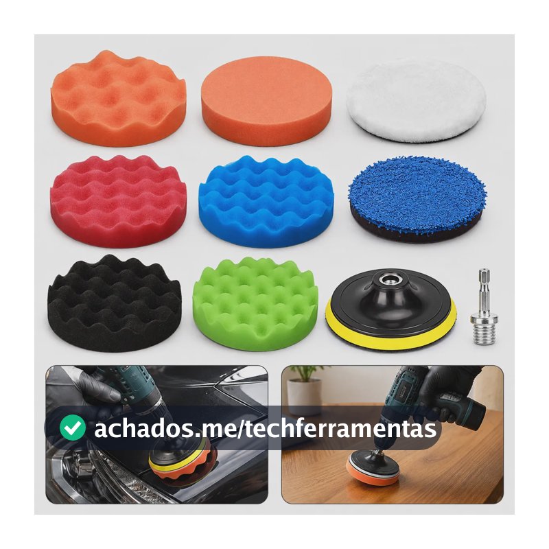 Kit Polimento Automotivo 5 Pol. 10pçs Boinas P/ Furadeira