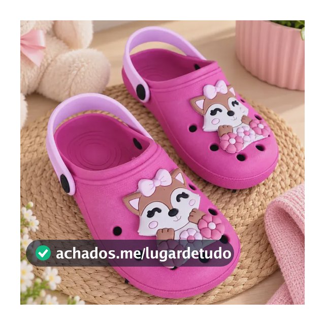 Sandália Papete Infantil Menina Raposinha Pink Leve Macio