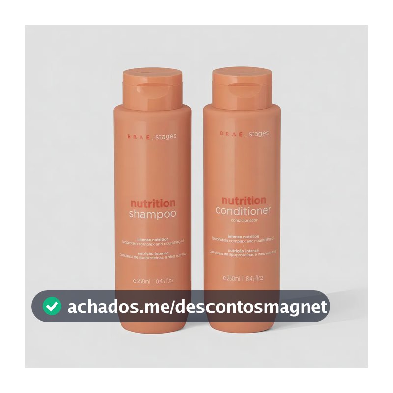 Kit Braé Stages Nutrição: Shampoo e Condicionador para Cabelos Ressecados e sem Vida