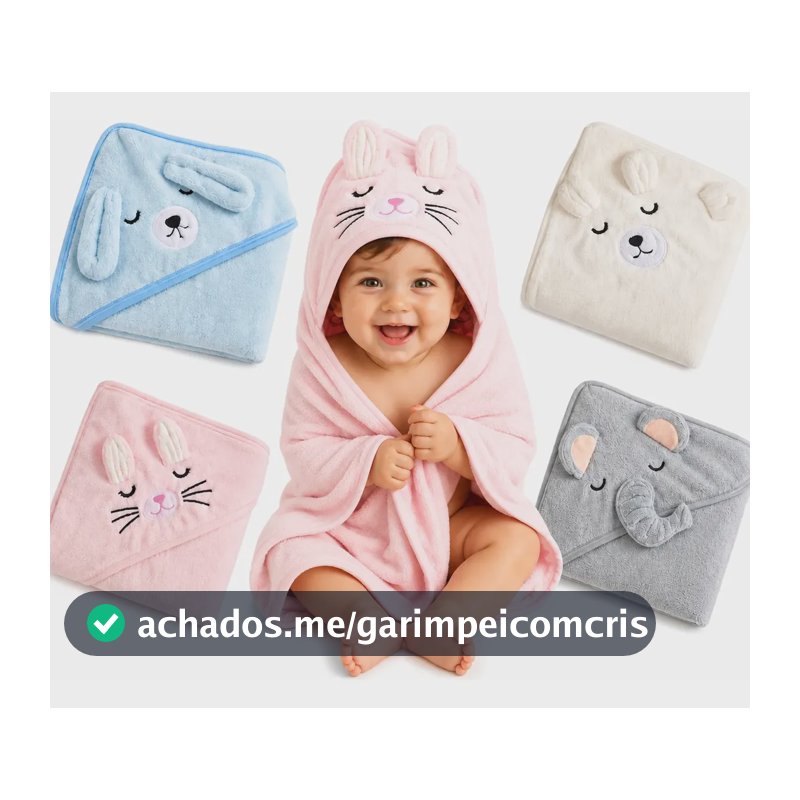 Toalha De Banho Bebê Infantil Com Capuz Grande Macia Forrada Rosa