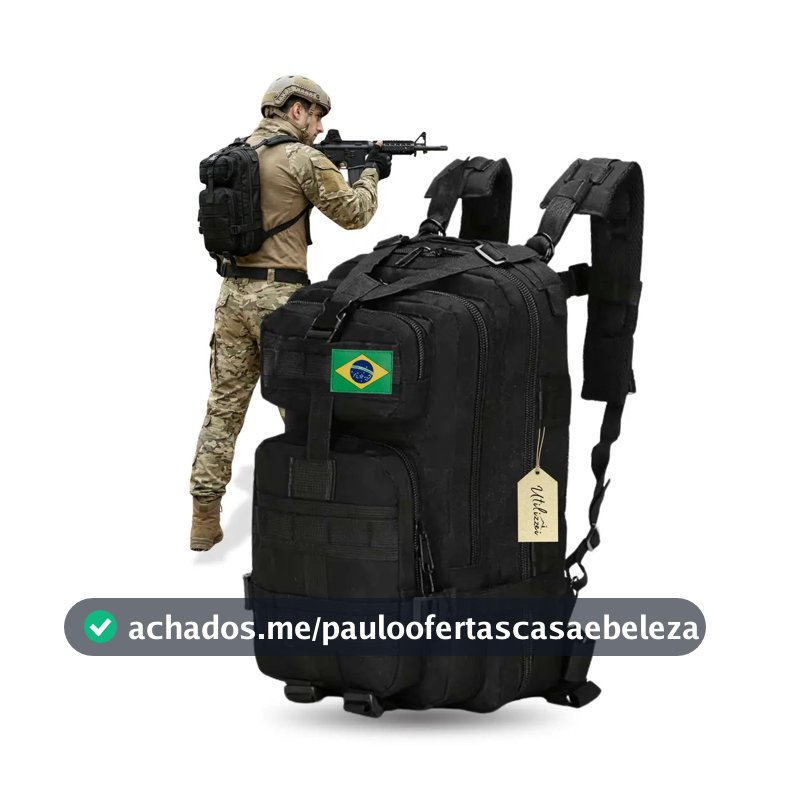 Mochila Militar Bolsa Tática Resistente 30 Litros Super Reforçada Impermeável Bandeira Brasil Brinde Utilizzei