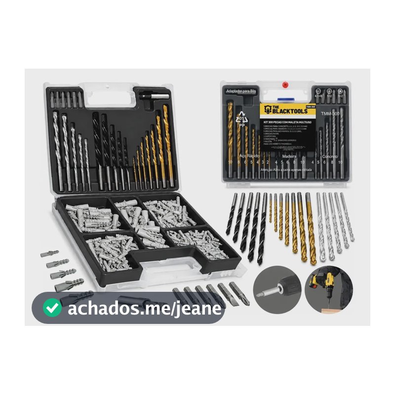 Jogo 300 Peças Brocas Concreto Metal Madeira Buchas Parede