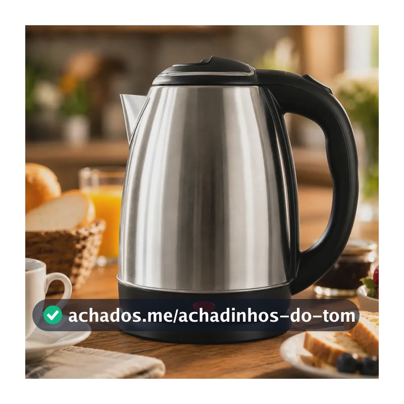 Chaleira Elétrica Inox 1,8 Litros Jarra Aquecedora Com Desligamento Automático e Base Giratória Aquecimento Rápido Alça Ergonômica Para Escritório Casa Cozinha Viagem Fervedor De Água Moderno