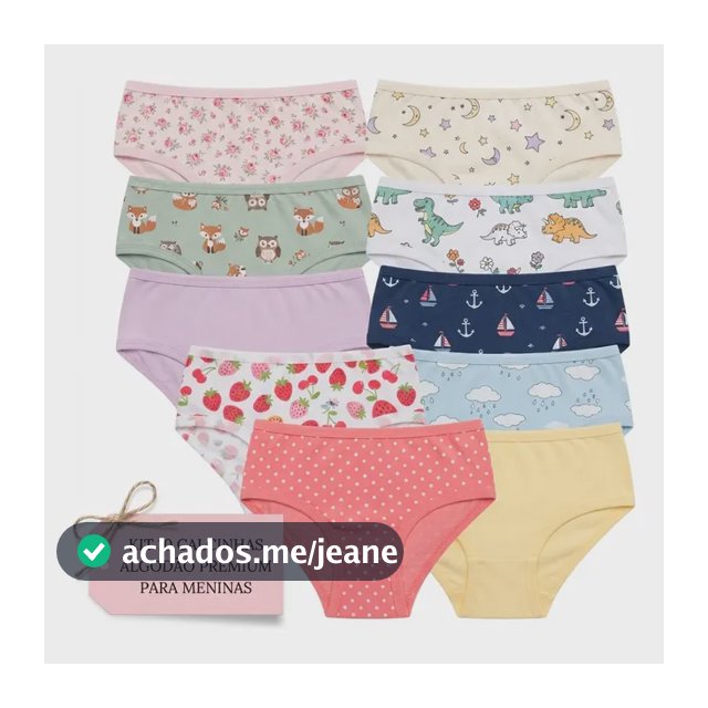 Kit 10 Calcinhas Infantis Antialérgicas Algodão Premium Soft
