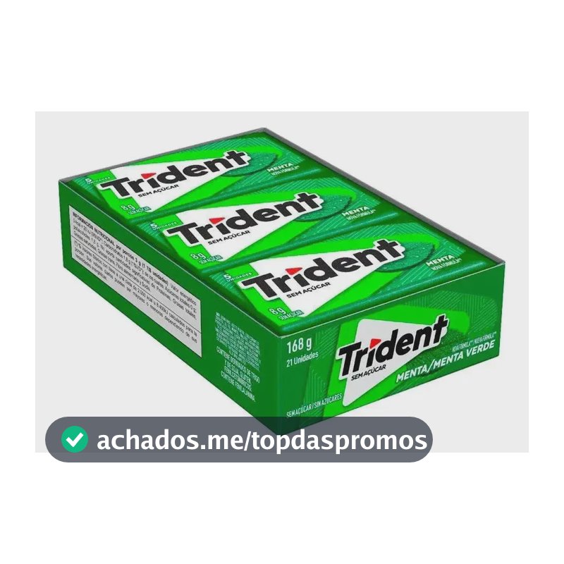 Trident Menta Sem Açúcar Caixa 21 Unidades 8g Chicletes