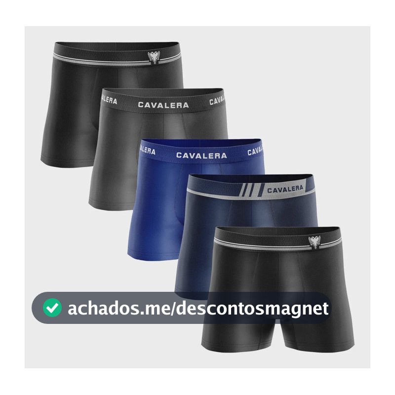 Kit 5 Cuecas Boxer Masculina Cavalera Sem Costura Poliamida Sortidos Liso G