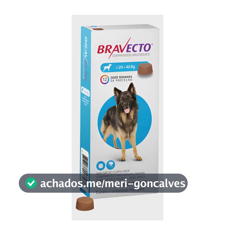 Bravecto Comprimido 20 A 40kg Para Cães - 1 Unidade
