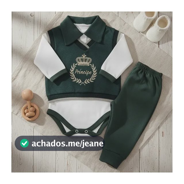 Conjunto Pagão Bebê Menino Luxo Príncipe 3pçs