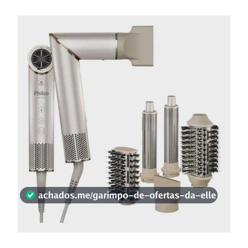 Secador De Cabelos Philco PSC3500 4 Em 1 dobrável Motor BLDC Prateado