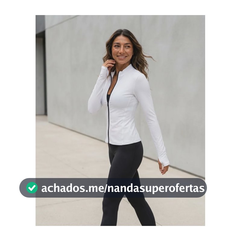 Jaqueta Feminina Academia Fitness Zíper Corrida Liso Dry Fit Branco Único 36-44