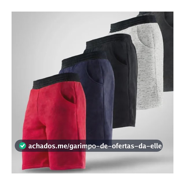 Kit 5 Bermudas Moletom Masculina Sortidas Academia Full Lote Sortido Liso M