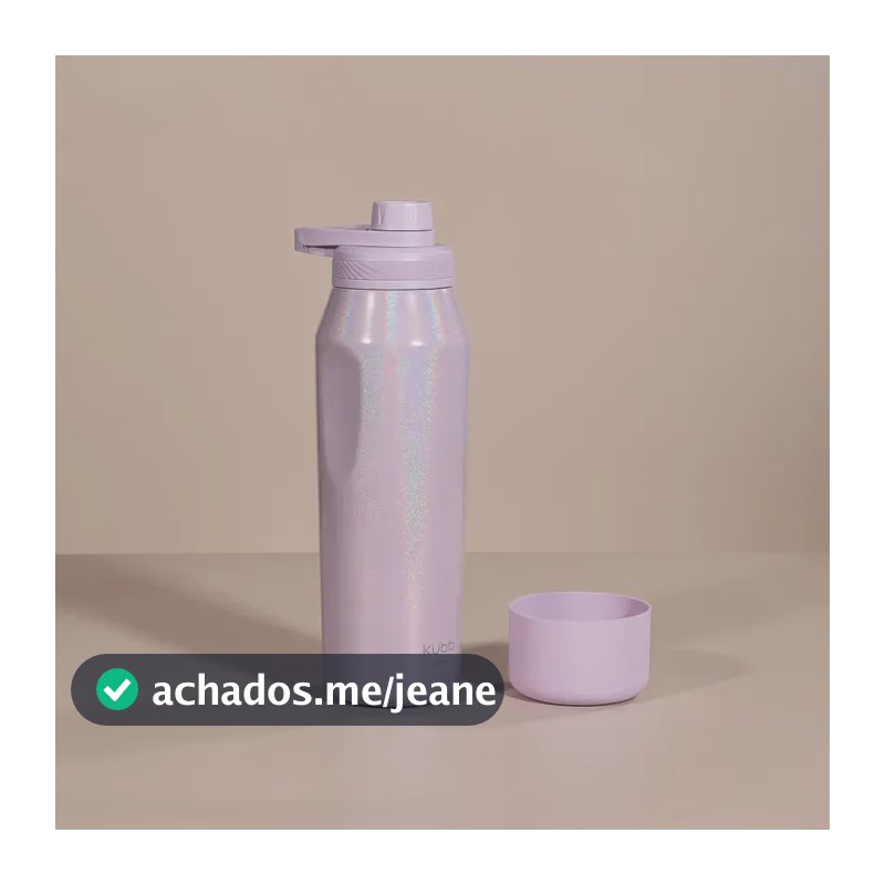 Garrafa Térmica Hydra K2 Rainbow 950ml Kubb em Aço Inox Com Protetor de Silicone Perolada Holográfica Parede Dupla com Isolamento à Vácuo Mantém Quente 12H e Fria 24H Tampa Rosqueável Cor Lavanda
