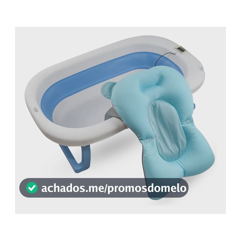 Banheira De Bebe Termômetro Dobrável Com Almofada Flutuador Cor Azul Azul