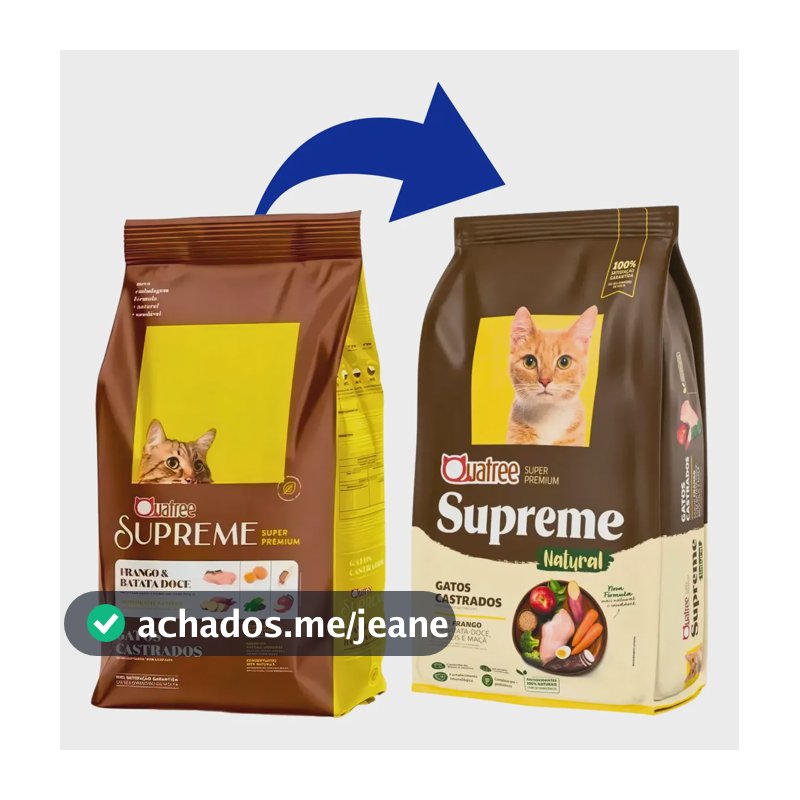 Ração Quatree Supreme Gatos Castrados Frango 10.1kg